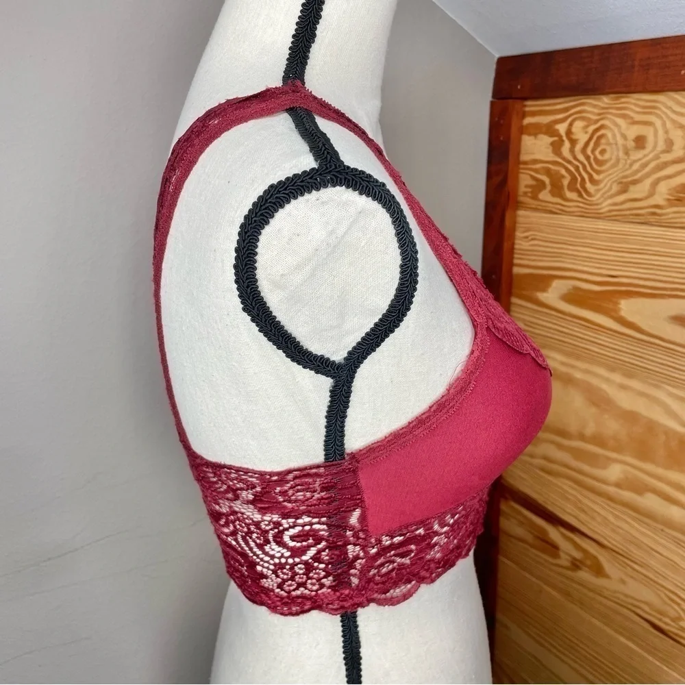 Altar’d State Intimates Burgundy Maroon Sheer Lace Bralette Small Medium